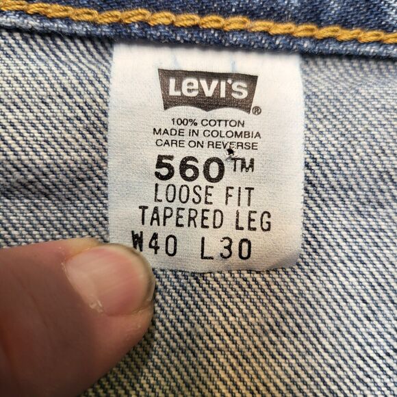 Vintage Deadstock Levis 560 Jeans Mens 40x30 Blue Loose Fit Tapered Leg Denim - Picture 3 of 12